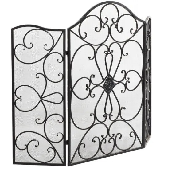 Black Scroll Work Metal Fireplace Screen-Kirkland's Home Hot