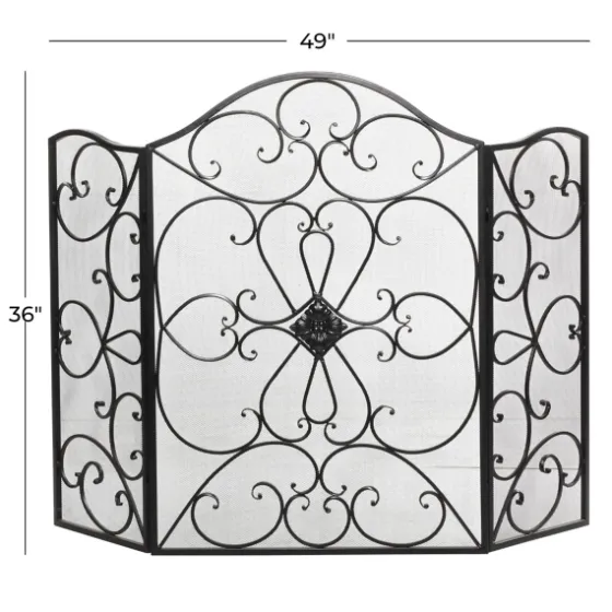 Black Scroll Work Metal Fireplace Screen-Kirkland's Home Hot