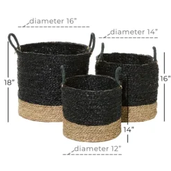 Black Sea Grass Baskets, Set Of 3-Kirkland's Home Best