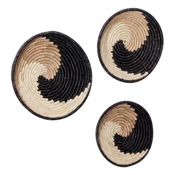 Black Seagrass Swirl 3-Pc. Wall Plaque Set-Kirkland's Home Online
