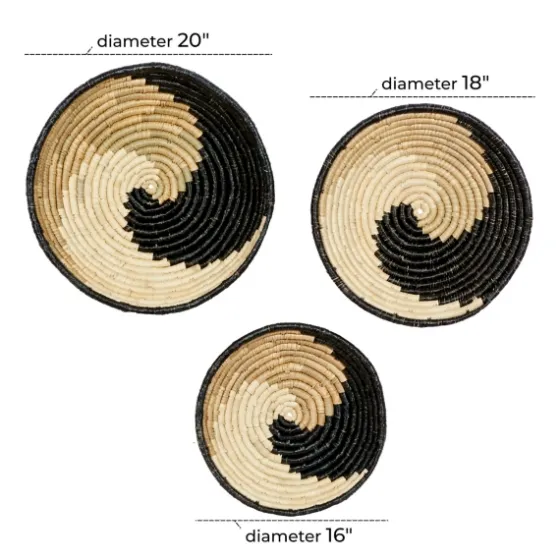 Black Seagrass Swirl 3-Pc. Wall Plaque Set-Kirkland's Home Online