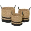 Black Stripe Sea Grass Baskets, Set Of 3-Kirkland's Home Fashion