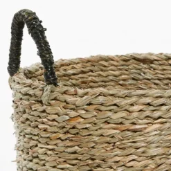 Black Stripe Sea Grass Baskets, Set Of 3-Kirkland's Home Fashion