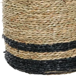 Black Stripe Sea Grass Baskets, Set Of 3-Kirkland's Home Fashion