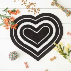Black Striped Heart Pet Bowl Mat-Kirkland's Home Cheap