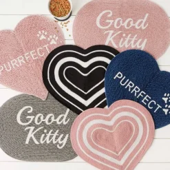 Black Striped Heart Pet Bowl Mat-Kirkland's Home Cheap
