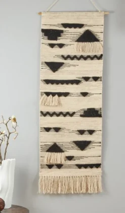 Black Textured Macrame Tasseled Wall Hanging-Kirkland's Home Shop
