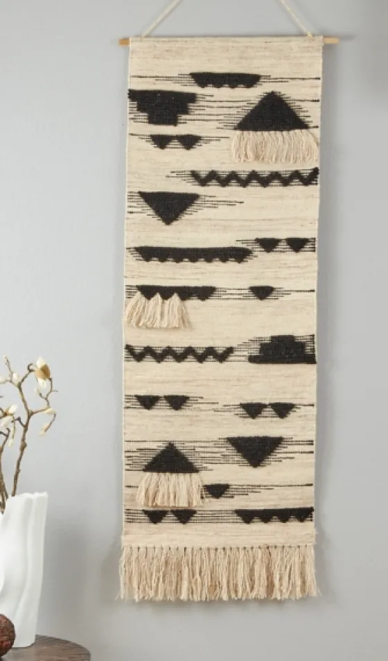 Black Textured Macrame Tasseled Wall Hanging-Kirkland's Home Shop