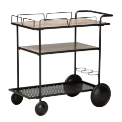 Black 3-Tier Industrial Bar Cart-Kirkland's Home Cheap