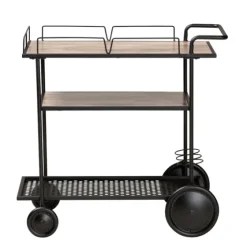Black 3-Tier Industrial Bar Cart-Kirkland's Home Cheap