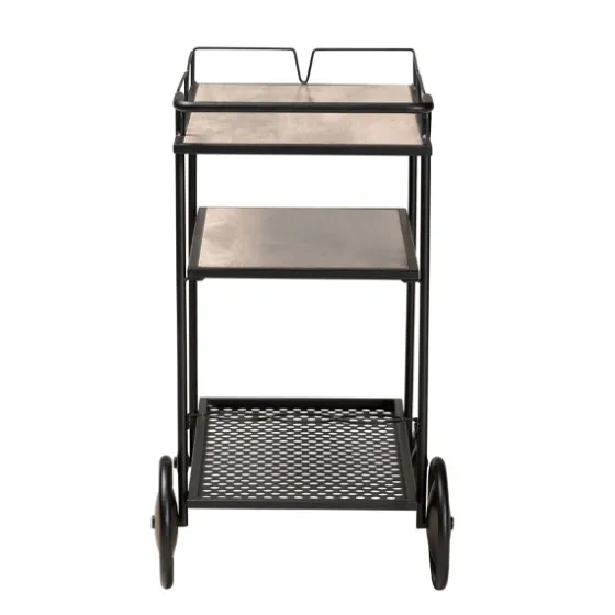 Black 3-Tier Industrial Bar Cart-Kirkland's Home Cheap