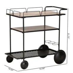 Black 3-Tier Industrial Bar Cart-Kirkland's Home Cheap