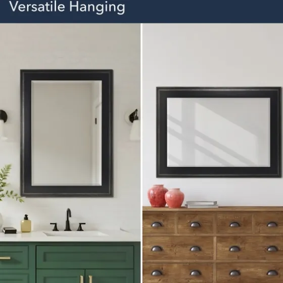 Black Two Step Beveled Frame Vanity Mirror-Kirkland's Home Fashion