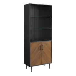 Black Two Tone Bookshelf With Hutch-Kirkland's Home Fashion