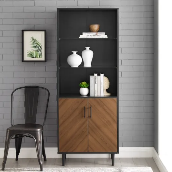 Black Two Tone Bookshelf With Hutch-Kirkland's Home Fashion