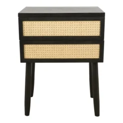 Black Two-Drawer Rattan Front Accent Table-Kirkland's Home Fashion