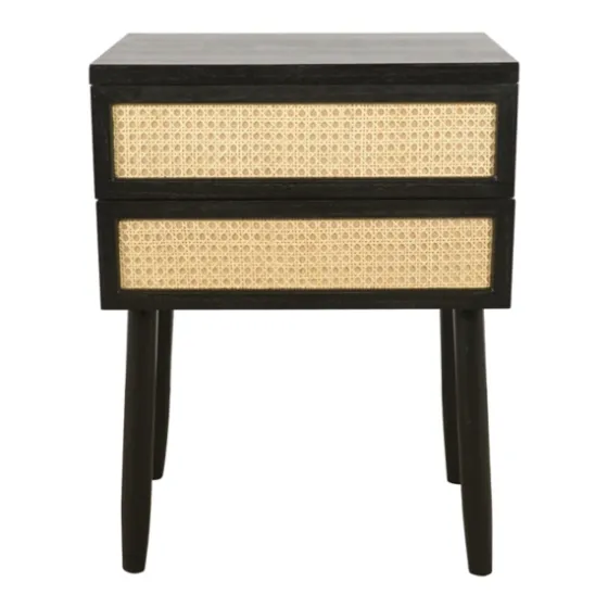 Black Two-Drawer Rattan Front Accent Table-Kirkland's Home Fashion