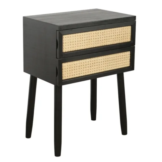 Black Two-Drawer Rattan Front Accent Table-Kirkland's Home Fashion
