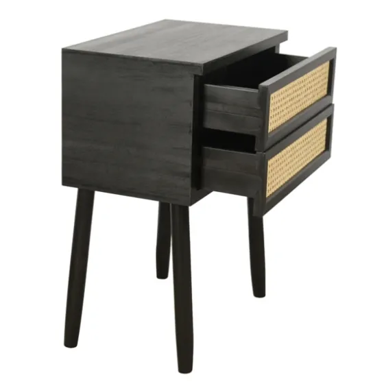 Black Two-Drawer Rattan Front Accent Table-Kirkland's Home Fashion