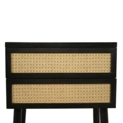 Black Two-Drawer Rattan Front Accent Table-Kirkland's Home Fashion