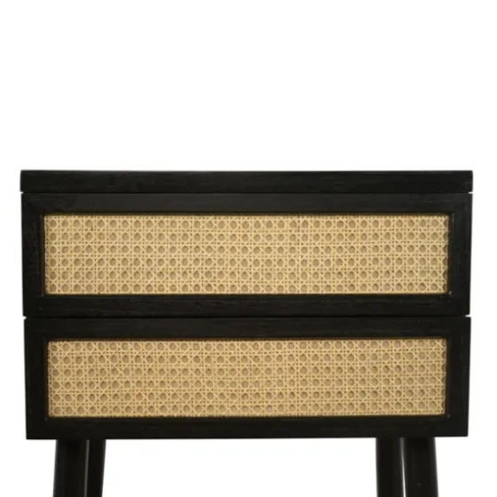 Black Two-Drawer Rattan Front Accent Table-Kirkland's Home Fashion