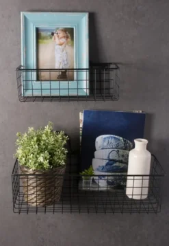 Black Wall Hanging Wire Baskets, Set Of 2-Kirkland's Home New