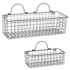 Black Wall Hanging Wire Baskets, Set Of 2-Kirkland's Home New