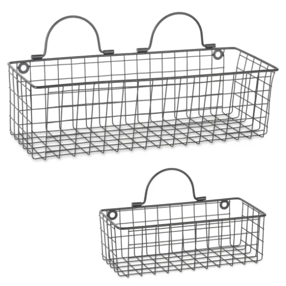 Black Wall Hanging Wire Baskets, Set Of 2-Kirkland's Home New