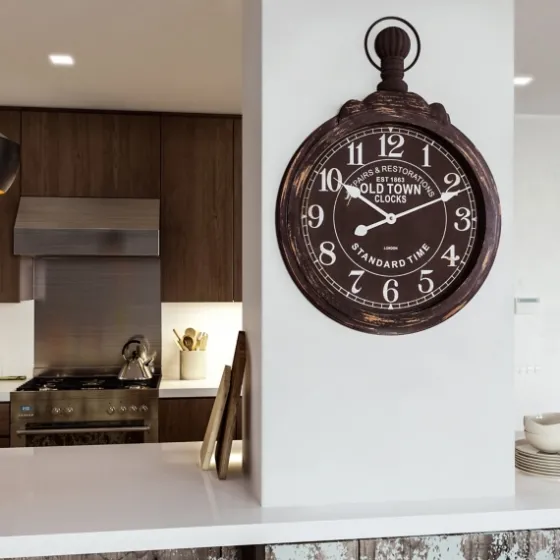 Black Weathered Iron Frame Round Wall Clock-Kirkland's Home Online