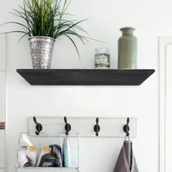 Black Wedge Wood Small Floating Shelf-Kirkland's Home Best