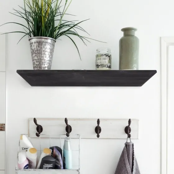 Black Wedge Wood Small Floating Shelf-Kirkland's Home Best