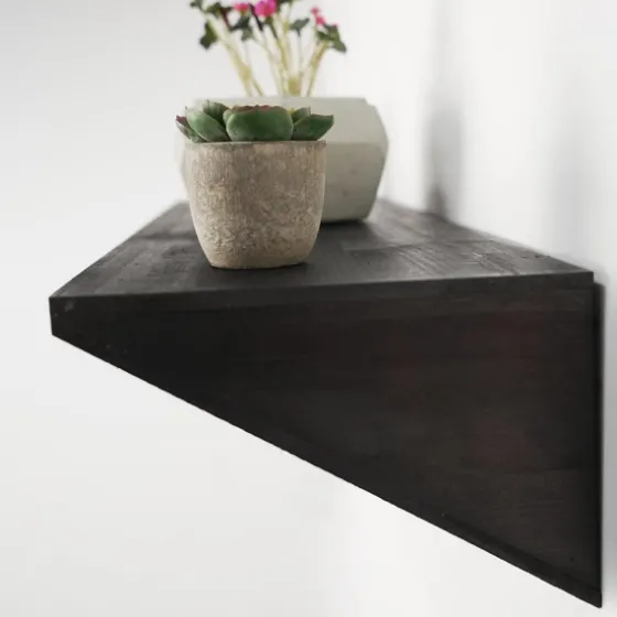 Black Wedge Wood Small Floating Shelf-Kirkland's Home Best