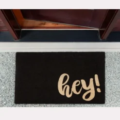 Black Whimsical Hey Doormat-Kirkland's Home Outlet