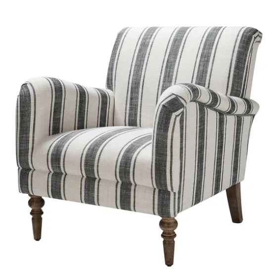Black White Carved Slope Stripe Accent Chair-Kirkland's Home Cheap