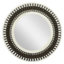 Black White Distressed Wood Rope Fiber Wall Mirror-Kirkland's Home Shop