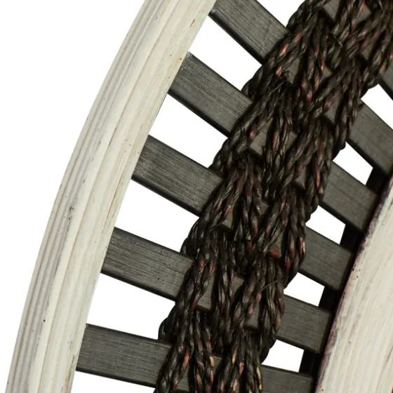 Black White Distressed Wood Rope Fiber Wall Mirror-Kirkland's Home Shop