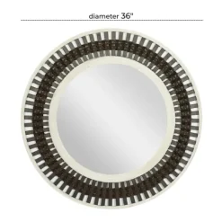 Black White Distressed Wood Rope Fiber Wall Mirror-Kirkland's Home Shop