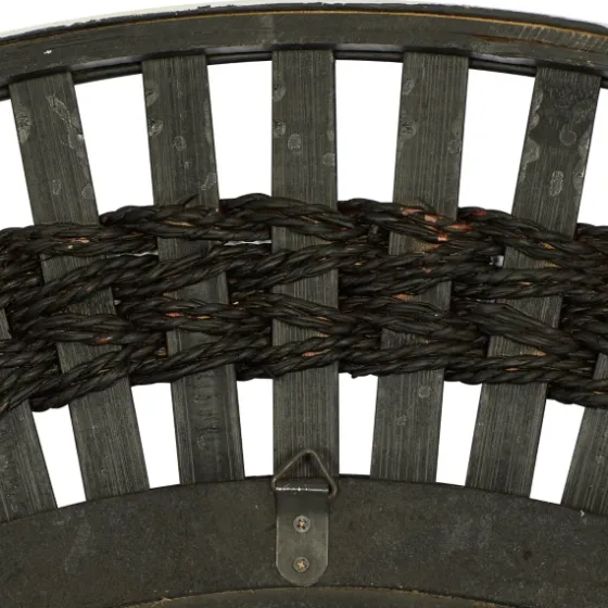 Black White Distressed Wood Rope Fiber Wall Mirror-Kirkland's Home Shop