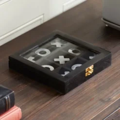 Black Wood And Aluminum Tic Tac Toe Game Set-Kirkland's Home Outlet