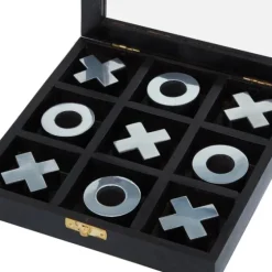 Black Wood And Aluminum Tic Tac Toe Game Set-Kirkland's Home Outlet