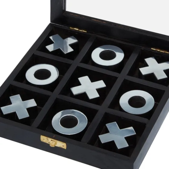 Black Wood And Aluminum Tic Tac Toe Game Set-Kirkland's Home Outlet