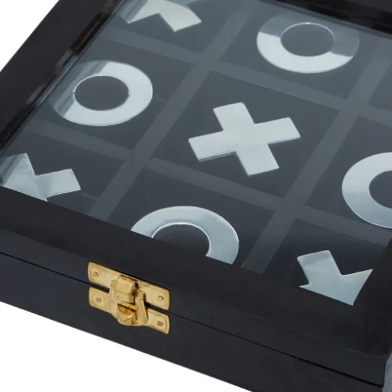 Black Wood And Aluminum Tic Tac Toe Game Set-Kirkland's Home Outlet