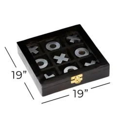 Black Wood And Aluminum Tic Tac Toe Game Set-Kirkland's Home Outlet