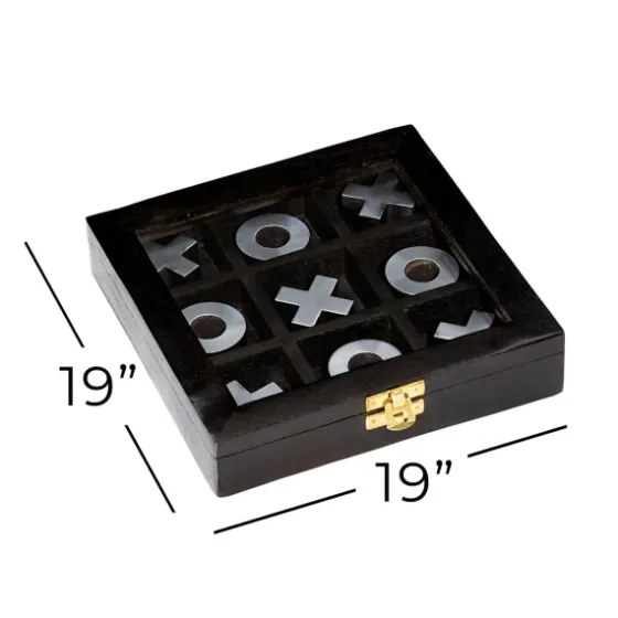 Black Wood And Aluminum Tic Tac Toe Game Set-Kirkland's Home Outlet