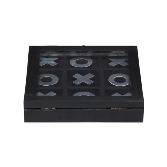Black Wood And Aluminum Tic Tac Toe Game Set-Kirkland's Home Outlet