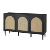 Black Wood And Cane Arched Sideboard Cabinet-Kirkland's Home Clearance