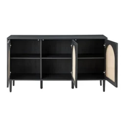 Black Wood And Cane Arched Sideboard Cabinet-Kirkland's Home Clearance