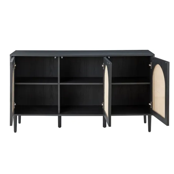 Black Wood And Cane Arched Sideboard Cabinet-Kirkland's Home Clearance