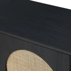 Black Wood And Cane Arched Sideboard Cabinet-Kirkland's Home Clearance