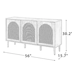 Black Wood And Cane Arched Sideboard Cabinet-Kirkland's Home Clearance